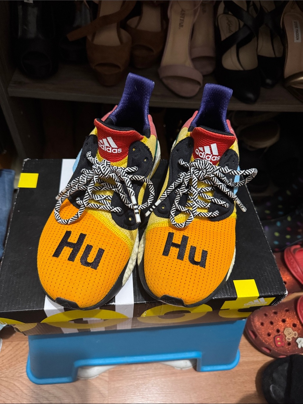 adidas Orange Yellow Multi-Accent Hu Running Shoes